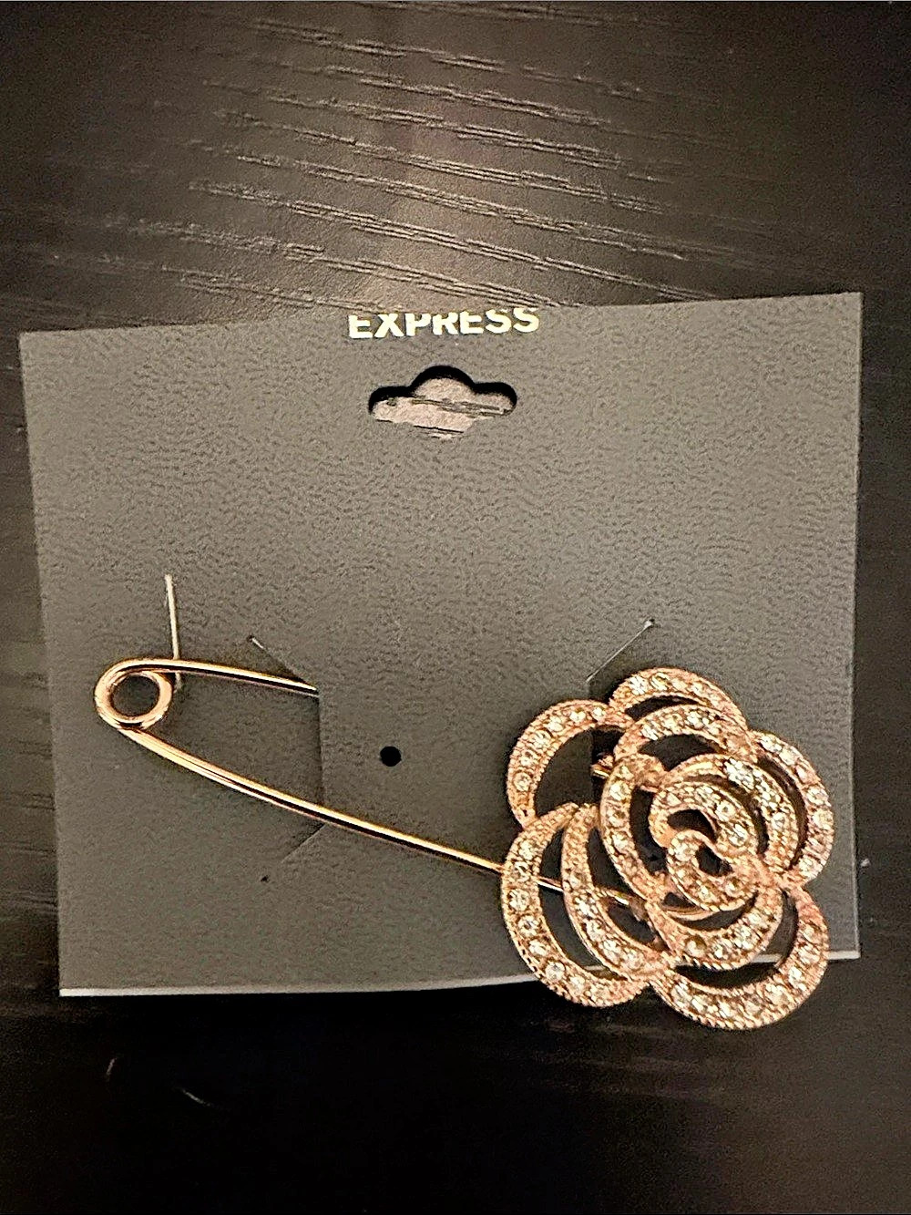 Express Rose Flower Brooch Gold NWT